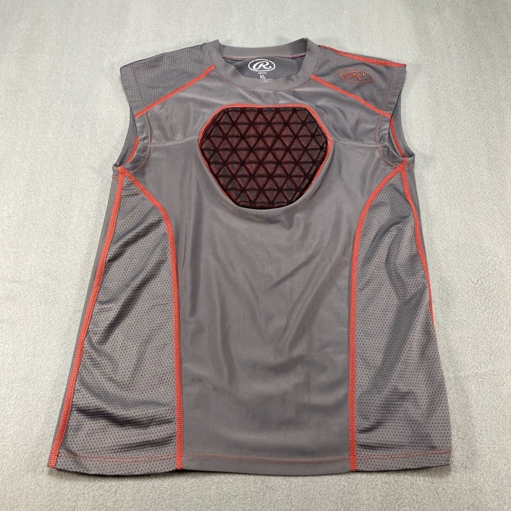 Rawlings Youth Padded Chest Protector Shirt Black Red Baseball XL